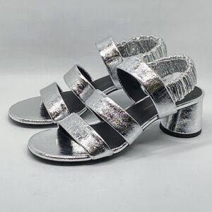 Proenza Schouler Silver Slingback Block Heel Sandals size 36.5